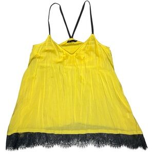 Ella Moss Yellow Cami with Gray Lace Trim Size Small